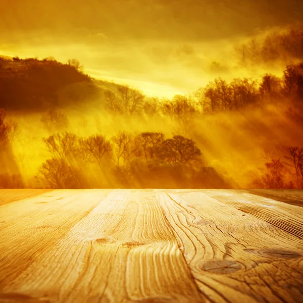 Dřevo texturou pozadí na toskánské krajiny — Stock fotografie