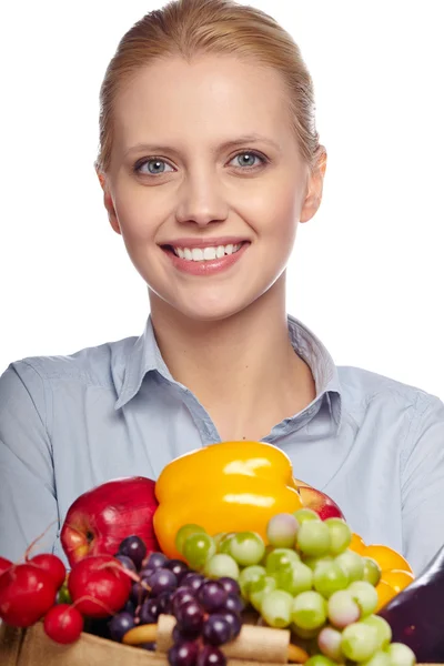 Donna con un sacchetto della spesa — Foto Stock