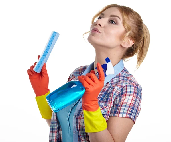 Young woman cleaning — Stock Photo, Image