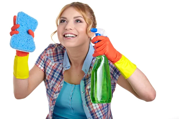 Young woman cleaning — Stock Photo, Image