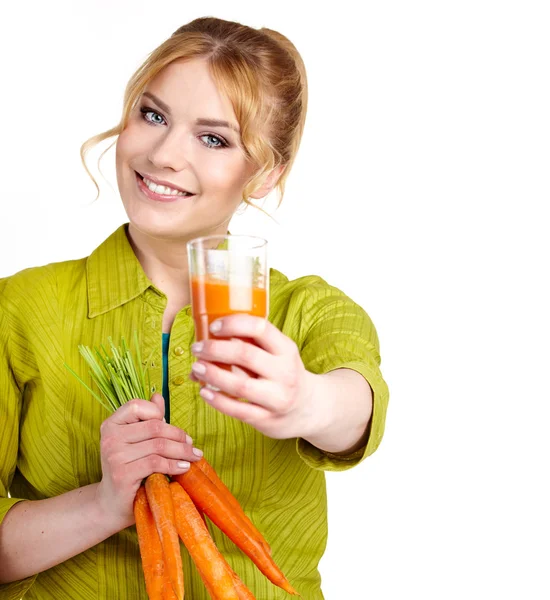 Wanita dengan jus wortel — Stok Foto