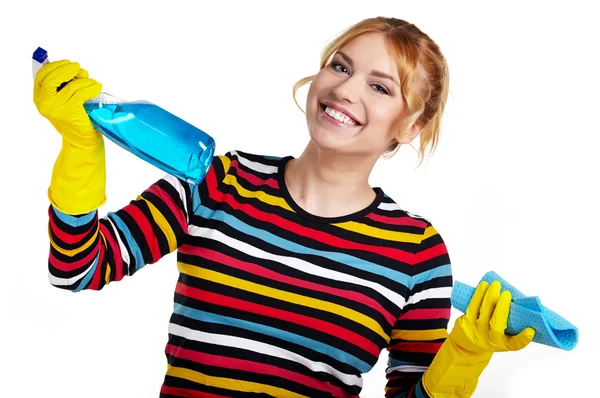 Mulher pronta para limpeza de primavera — Fotografia de Stock