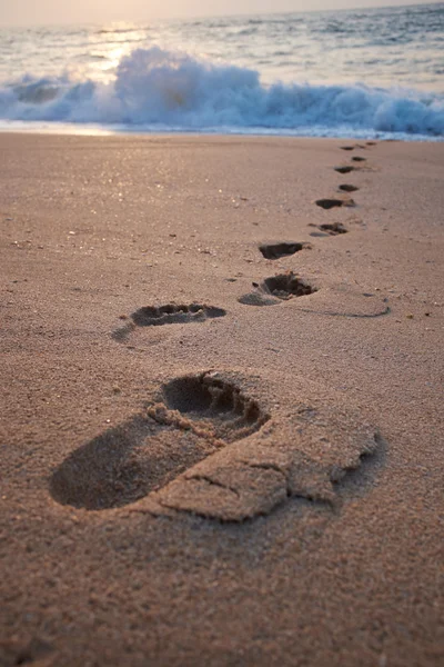 Pegadas na praia — Fotografia de Stock