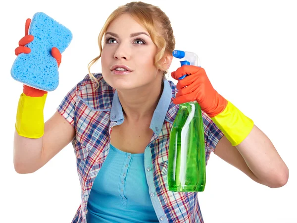 Žena čištění — Stock fotografie