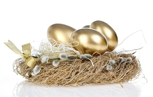 Goldenes Ei im Nest — Stockfoto