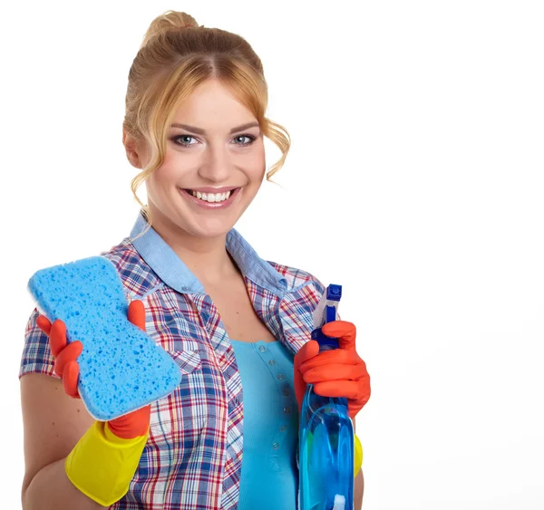 Jonge vrouw schoonmaken — Stockfoto