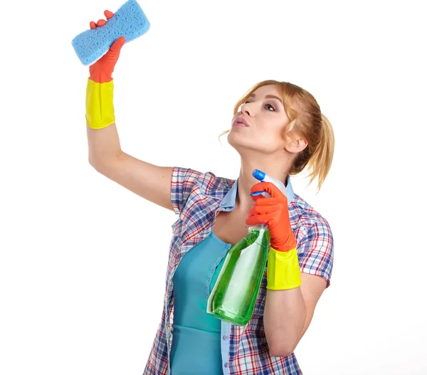 Genç kadın temizlik — Stok fotoğraf
