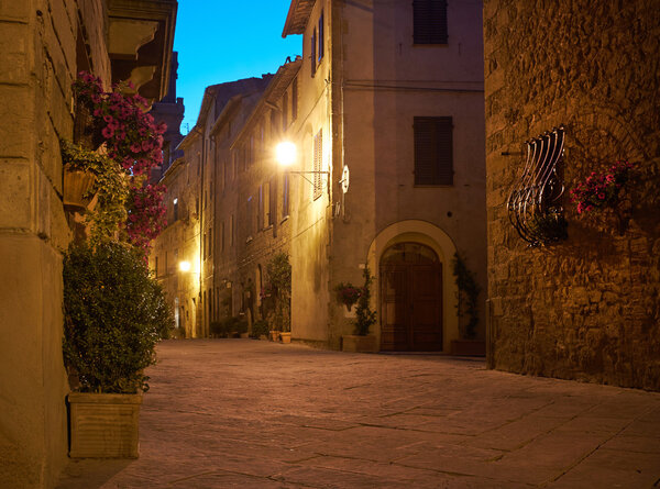 Old Town Pienza, Tuscany. night scene