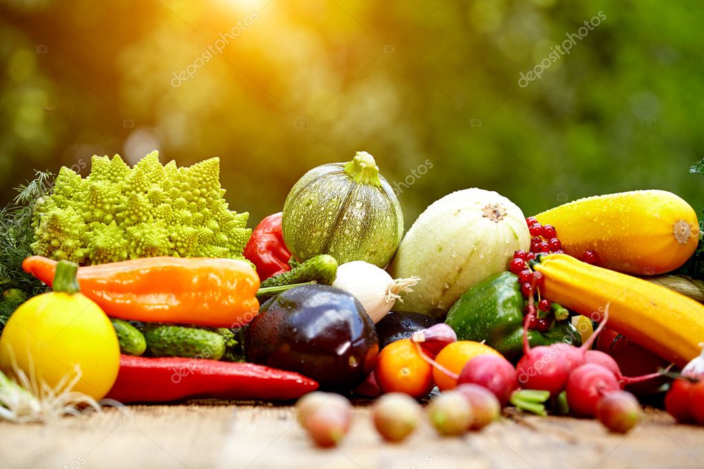 Fresh organic vegetables and fruits — Stock Photo © zoomteam 49728271