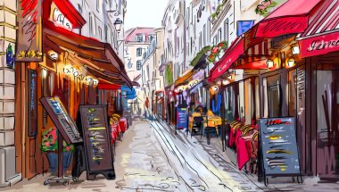 sokak Paris - illüstrasyon 