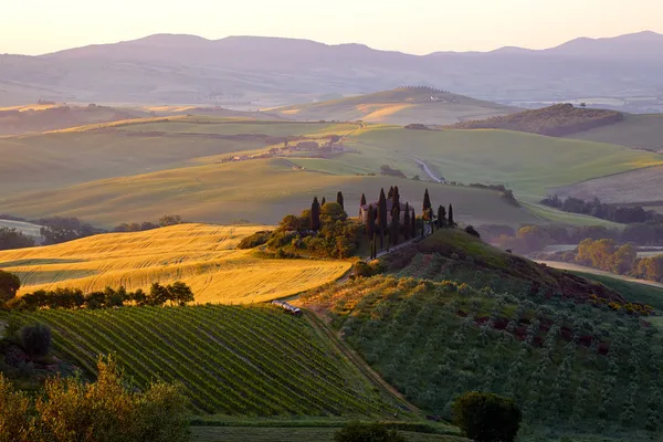 Kırsal, san quirico d orcia, Toskana, İtalya — Stok fotoğraf