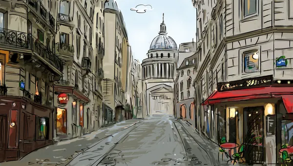 Ulicy w Paryżu - ilustracja — Zdjęcie stockowe
