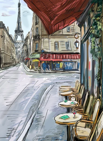 Street in paris - illustrazione — Foto Stock