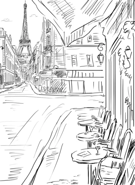 Paris'te Sokak-illüstrasyon kroki 