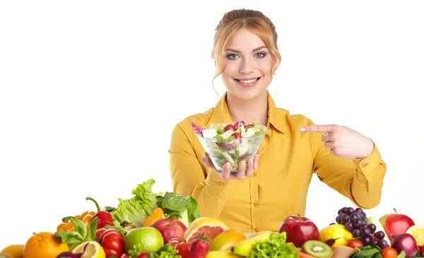 Giovane donna e generi alimentari — Foto Stock