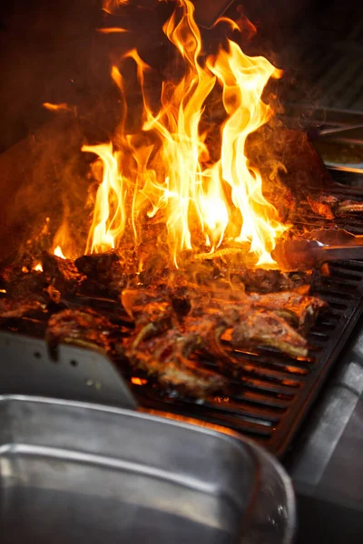 Delicious Grilled Meat Coals Barbecue — Stock Photo, Image