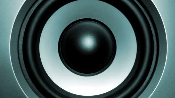 Gros plan sur le subwoofer en mouvement. Partie haut-parleur. Vidéo HD 1080 — Video