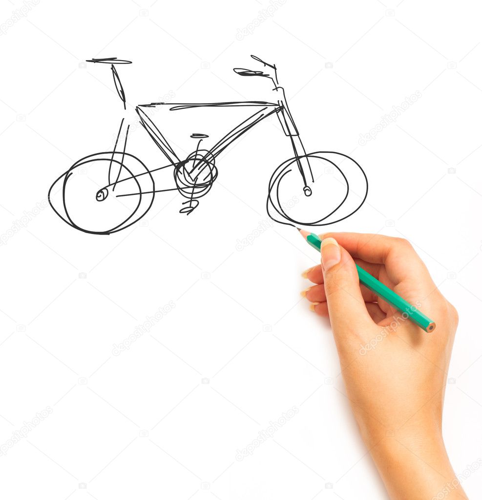 Hand draws a bicycle