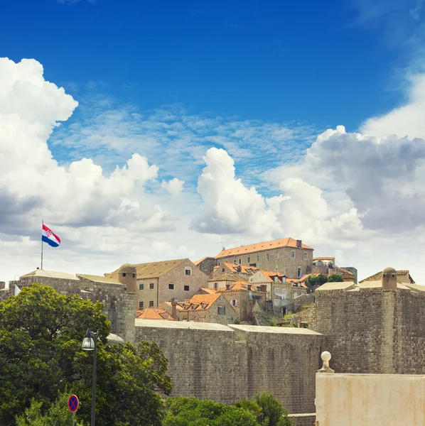 Městské hradby Dubrovníku, Chorvatsko. Staroměstské — Stock fotografie