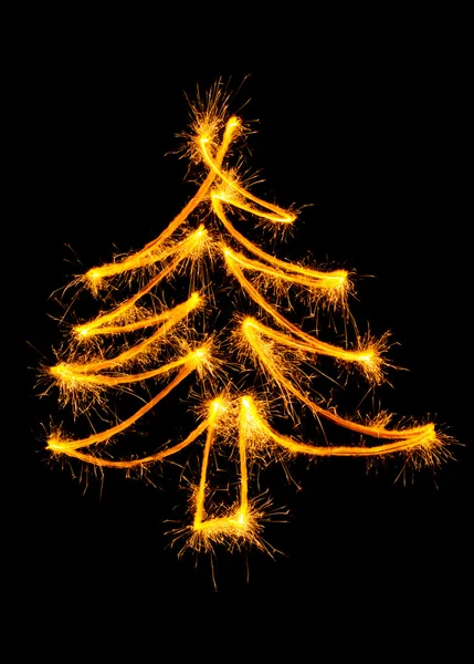 Árvore de Natal feita por sparkler — Fotografia de Stock