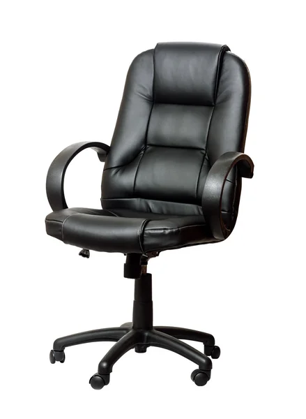 The office chair from black imitation leather — Stock Photo, Image