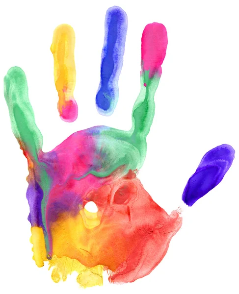 Gros plan de l'empreinte colorée de la main — Photo