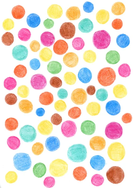Färgglada cirklar ritat i blyerts — Stockfoto