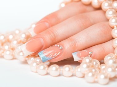 Beautiful female hands with french manicure clipart