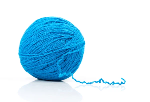 Blue ball of yarn on white — Stock Photo, Image