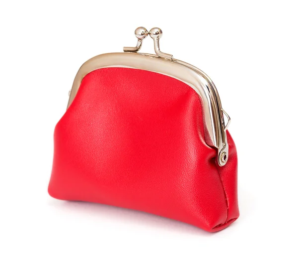 Rote Handtasche auf weißem Grund — Stockfoto
