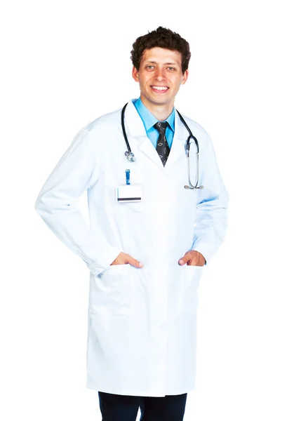 Portrait of the smiling doctor on a white — Stock Photo, Image