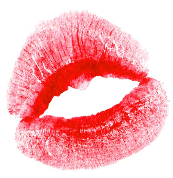 Ženské polibek razítko na bílé — Stock fotografie