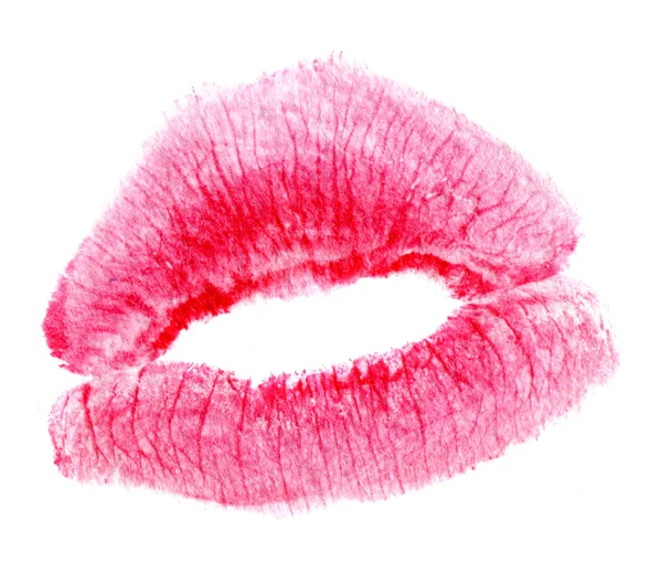 Selo de beijo de mulher em um branco — Fotografia de Stock