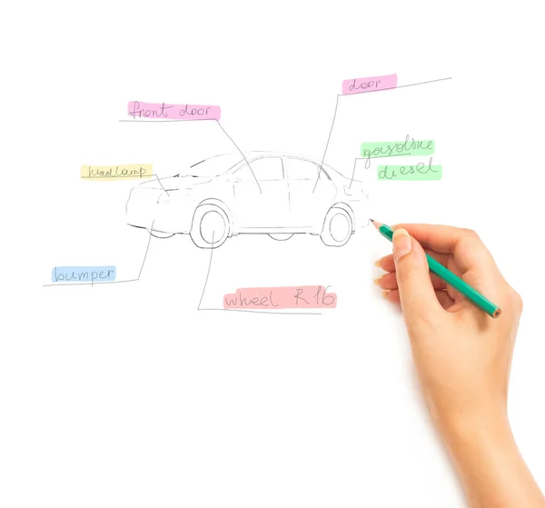 Scheme of car — Stock Photo, Image