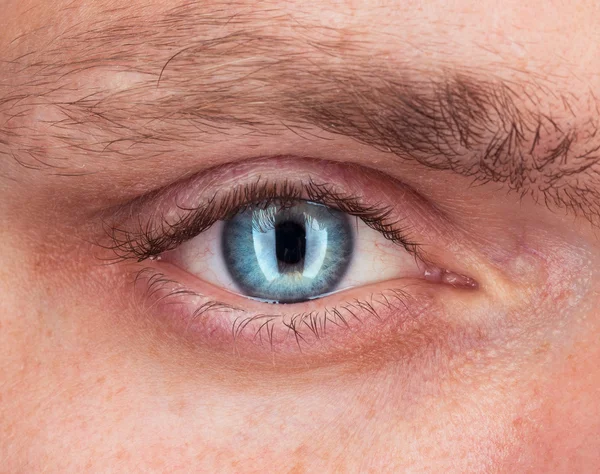 Gros plan de l'oeil bleu un homme — Photo