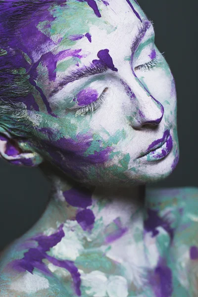 Portrait of young girl with creative make-up — Stock Photo, Image