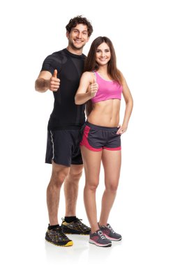 atletik erkek ve kadın fitness egzersiz beyaz doğum sonrası