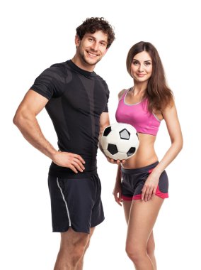 atletik erkek ve kadın üzerinde beyaz topu ile