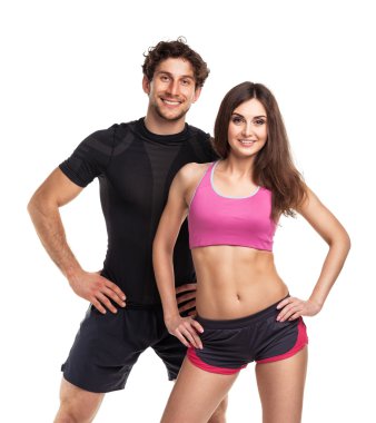 atletik erkek ve kadın fitness egzersiz beyaz doğum sonrası