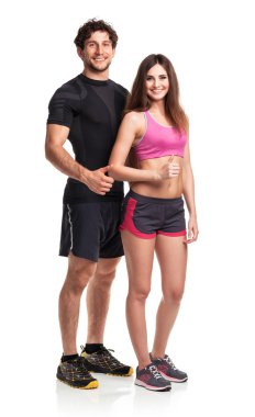 atletik çift - erkek ve kadın üzerinde beyaz başparmak ile