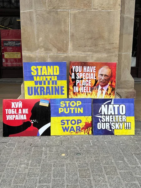 2022 Krakow Polandia Protes Mendukung Ukraina — Stok Foto