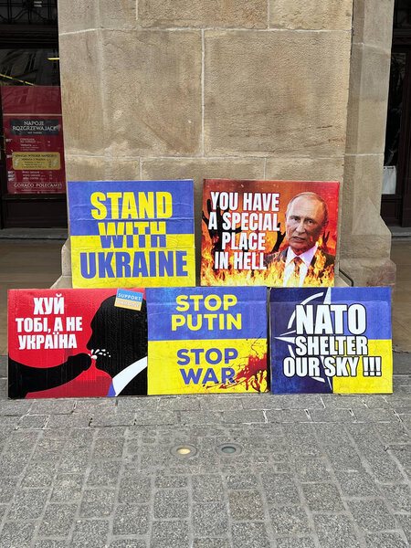 2022 Krakow Poland Protest Support Ukraine Royalty Free Stock Photos