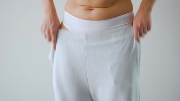 Woman Puts Her Pants Concept Good Health Healthy Digestion Bowel — Video