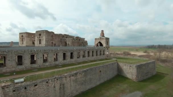 Vista Aérea Das Belas Ruínas Históricas Castelo Krzyztopor Ujazd Polônia — Vídeo de Stock