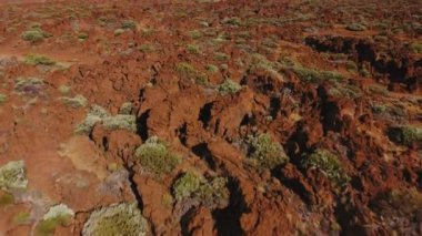 Teide Ulusal Parkı 'ndaki manzaranın havadan görüntüsü. Tenerife, Kanarya Adaları, İspanya