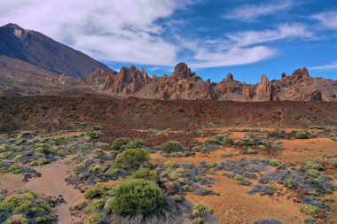 View of the Teide volcano and the landscape around. Teide National Park. Tenerife, Canary Islands, Spain
