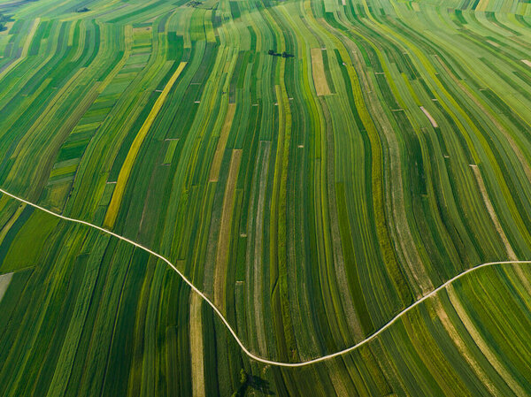 Aerial View Decorative Ornaments Diverse Green Fields Picturesque Landscape Agriculture Royalty Free Stock Photos