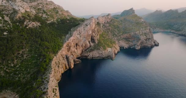 Scenic Aerial View Mountainous Region Majorca Cliffs Panoramic View Mirador — 비디오