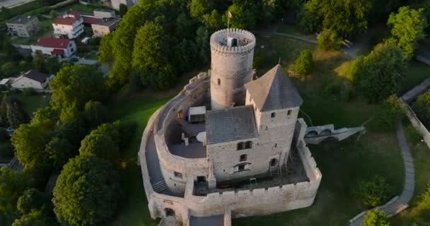 Flight Castle Bedzin Sunset Upper Silesia Poland Stone Medieval Gothic — Wideo stockowe