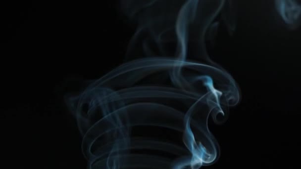 Fumée Abstraite Élève Dans Beaux Tourbillons Sur Fond Noir Mouvement — Video